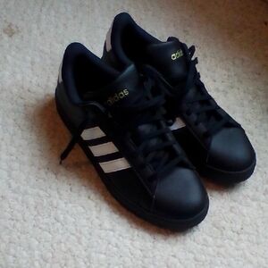 Adidas Men's Black Sneakers with White Stripes